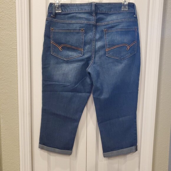 Faded Glory Capri Blue Jeans Womens 12 Stretch Dark Wash - Picture 2 of 4